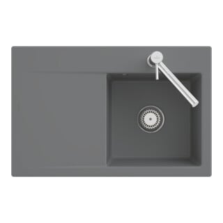 V&B Évier Subway Style 45 Flat gauche, avec garniture, excentrique, noir pur