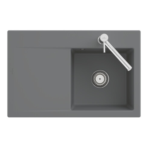 V&B Évier Subway Style 45 Flat gauche, avec garniture, excentrique, noir pur