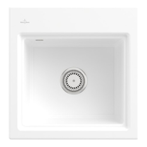 V&B Évier Subway Style 50 S avec égouttoir, robinet, mitigeur, blanc brillant C-plus