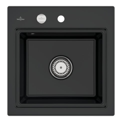 V&B Évier Subway Style 50 S avec grille, gauche, avec garniture vidage, excentrique, bleu
