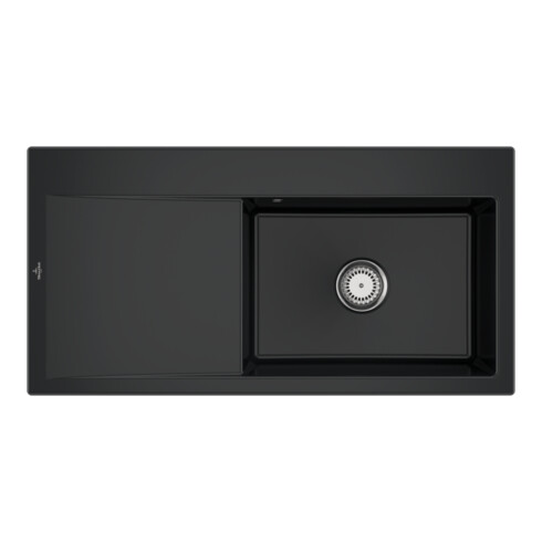 V&B Évier Subway Style 60 D, avec garniture vidage, mitigeur, noir pur