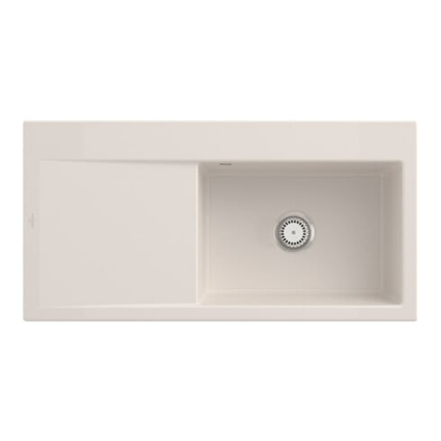 V&B Évier Subway Style 60 droite, avec garniture vidage, crema CeramicPlus