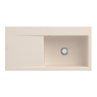V&B Évier Subway Style 60 Dte, avec garniture vidage, robinetterie, ivoire CeramicPlus