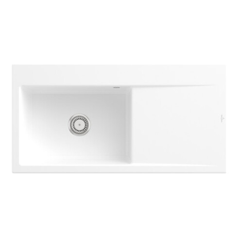 V&B Évier Subway Style 60 li, avec garniture de vidange, mitigeur, acier blanc C-plus