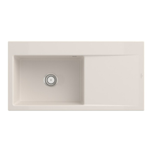 V&B Évier Subway Style 60 li, avec garniture vidage, poignée, crema CeramicPlus