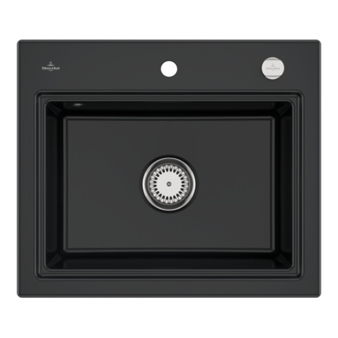 V&B Évier Subway Style 60S, garniture vidage, avec excentrique + grille, P noir