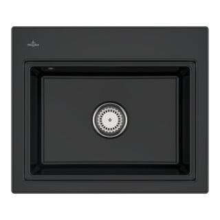 V&B Évier Subway Style 60S, garniture vidage, mitigeur + grille, noir pur