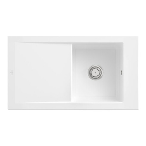 V&B Évier Timeline 50 cm avec garniture, mitigeur, blanc sn CeramicPlus