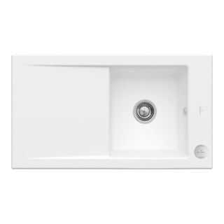 V&B Évier Timeline 50 cm garniture vidage, excentrique, acier blanc C-plus