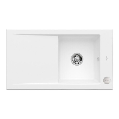 V&B Évier Timeline 50 cm garniture vidage, excentrique, acier blanc C-plus