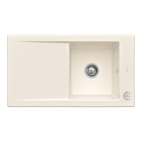 V&B Évier Timeline 50 cm Garniture vidage, excentrique, crema CeramicPlus