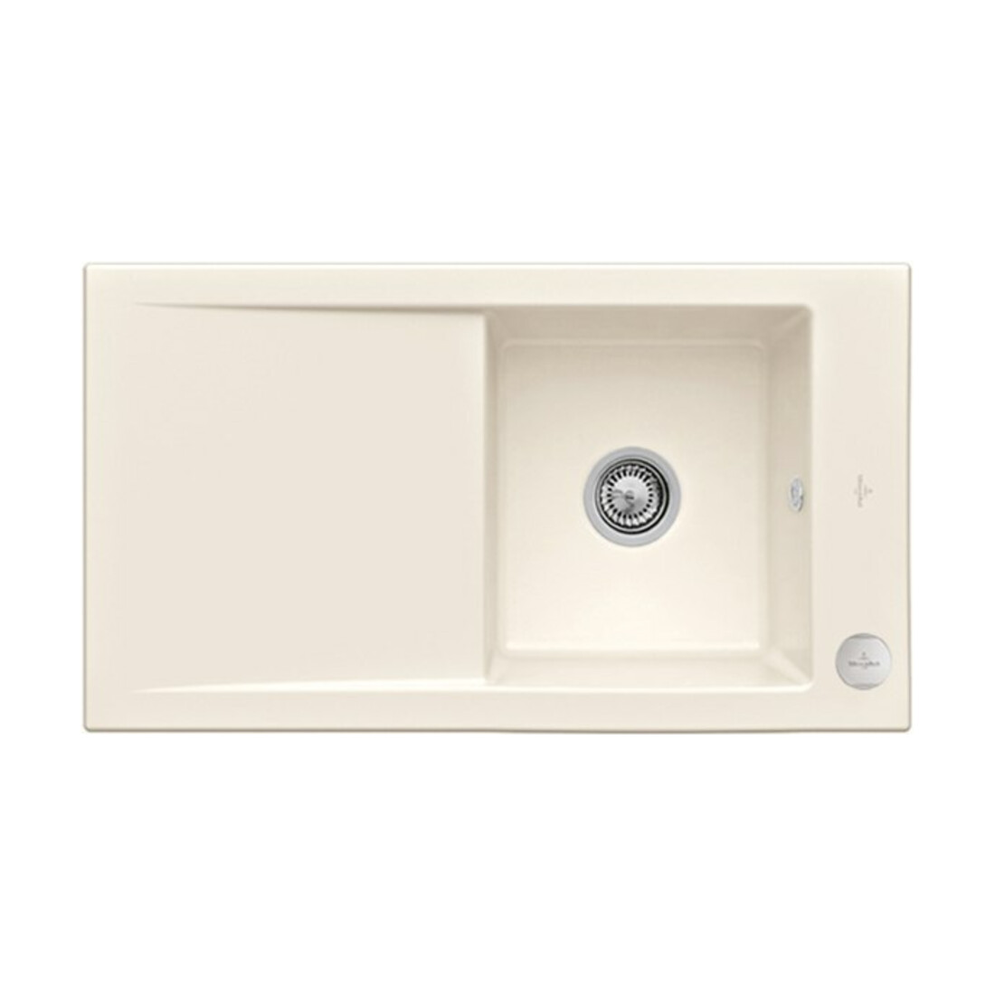 V&B Évier Timeline 50 cm Garniture vidage, excentrique, crema CeramicPlus