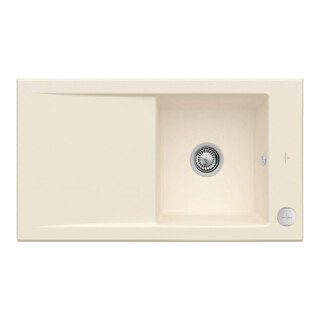 V&B Évier Timeline 50 cm garniture vidage, excentrique, ivoire CeramicPlus