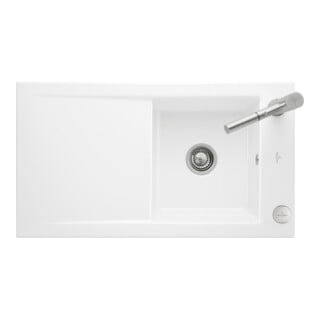 V&B Évier Timeline 50 m avec garniture vidage, excentrique, blanc alp CeramicPlus