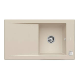 V&B Évier Timeline 50 m garniture vidage, excentrique, almond CeramicPlus
