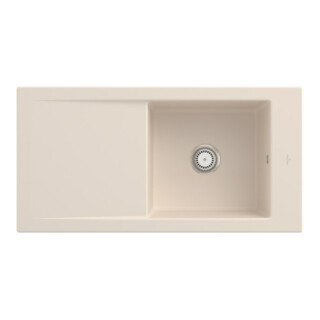 V&B Évier Timeline 60 cm avec garniture de vidage, mitigeur, ivoire CeramicPlus
