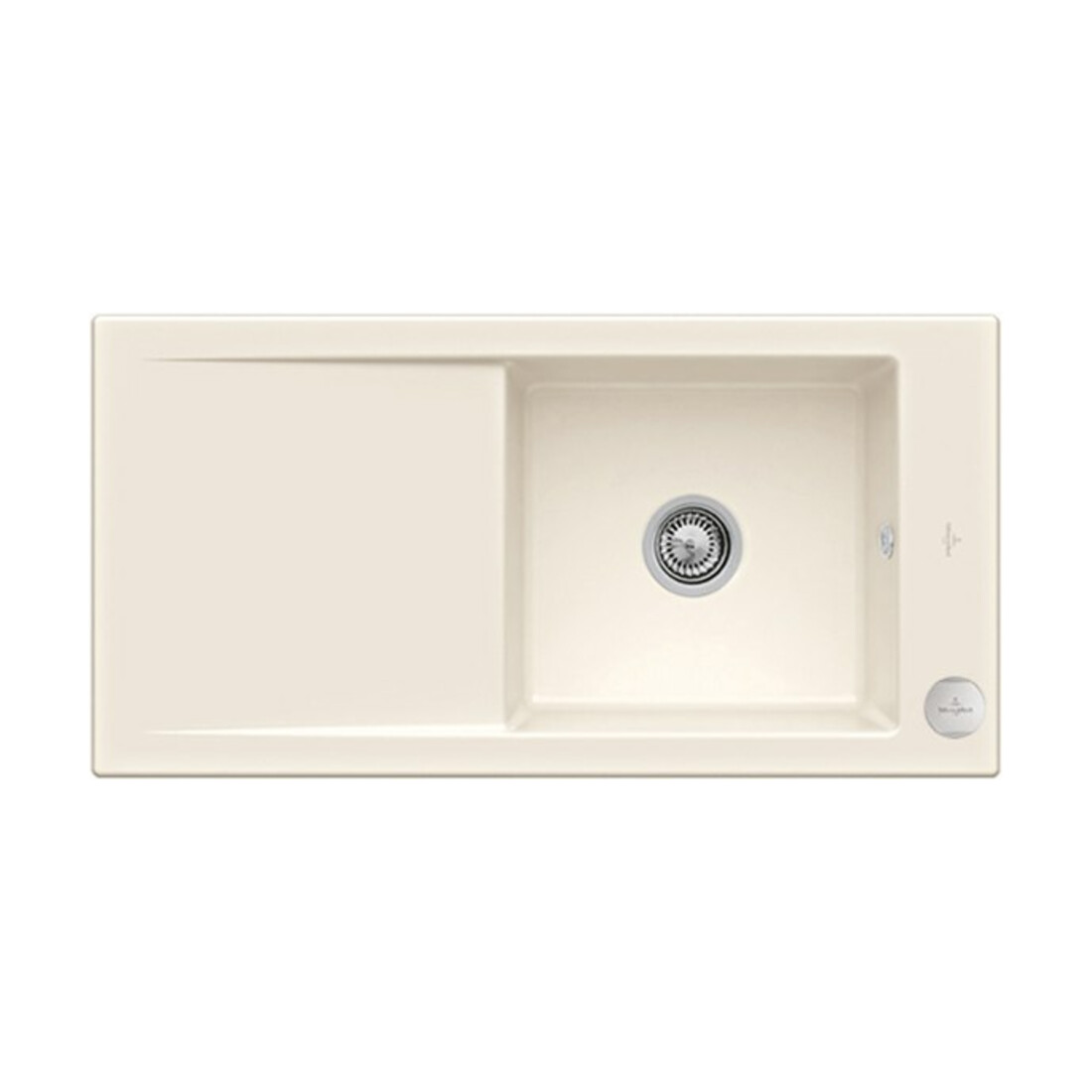 V&B Évier Timeline 60 cm avec garniture de vidange, excentrique, crema C-plus