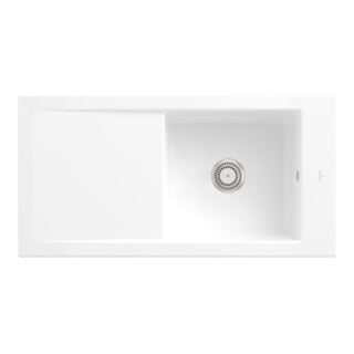 V&B Évier Timeline 60 cm avec garniture de vidange, mitigeur, blanc alpin CeramicPlus