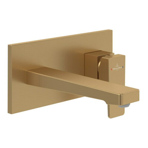 V&B Fertigmontageset Architectura Square EHM-WT, m Push-Open-Ablaufg., brush. gol