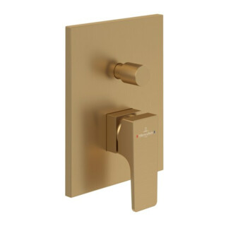 V&B Fertigmontageset Architectura Square UP-EHM-Wanne, Wandmontage, brushed gold