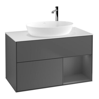 V&B Finion 100 Meuble sous lavabo avec éclairage mural, anthracite mat