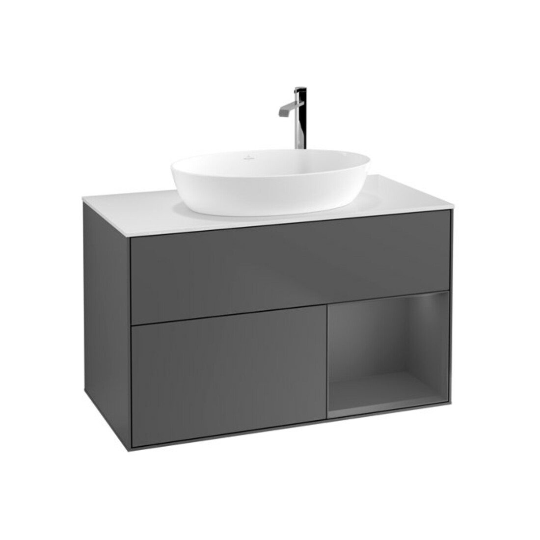 V&B Finion 100 Meuble sous lavabo avec éclairage mural, anthracite mat