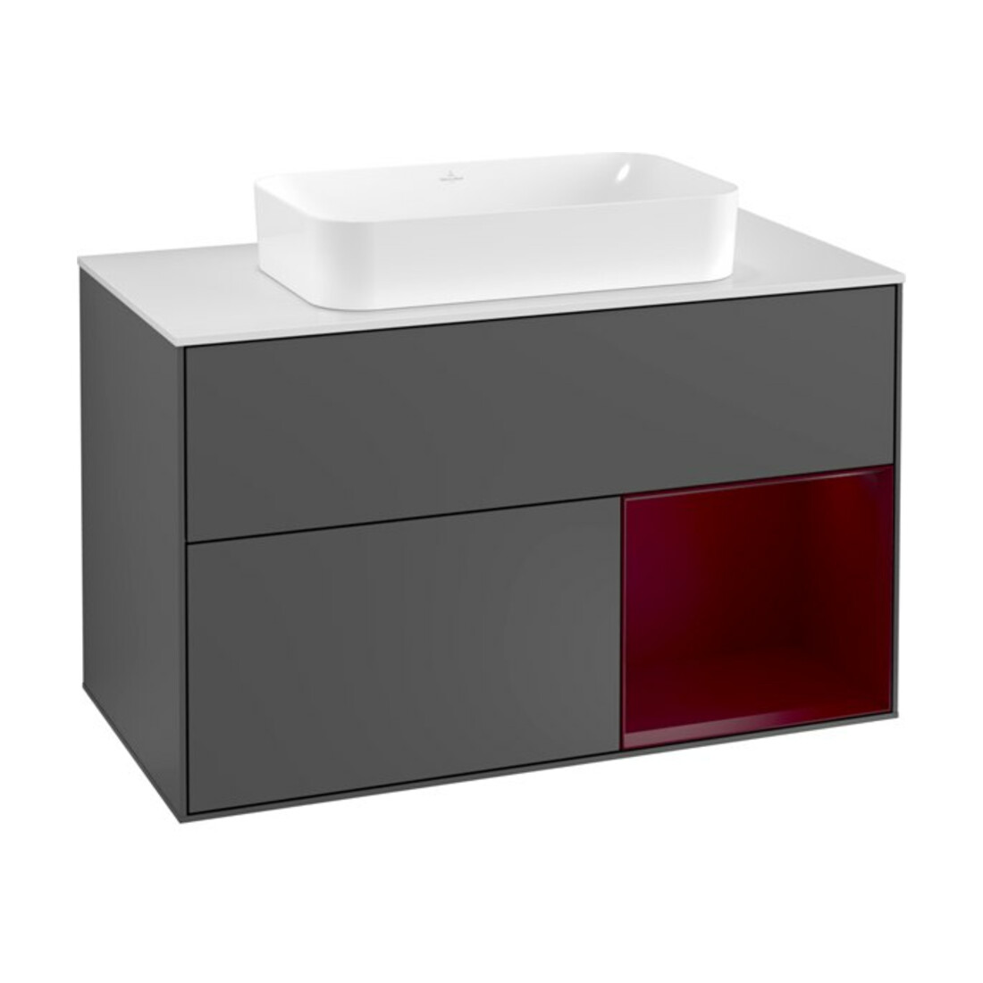 V&B Finion 100 Meuble sous lavabo avec éclairage mural, blanc, anthracite
