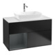 V&B Finion 100 Meuble sous lavabo avec éclairage mural, blanc mat, réglette médium mat laqué, bleu mat laqué-1