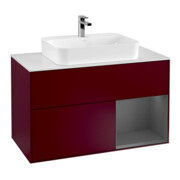 V&B Finion 100 Meuble sous lavabo, blanc mat, 1 porte anthracite mat, poignée m