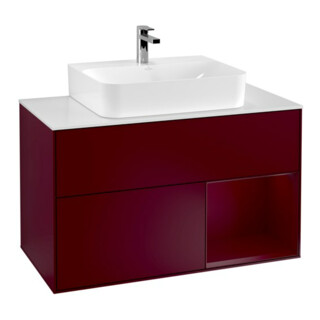 V&B Finion 100 Meuble sous-lavabo Éclairage mural Abd.-Pl. blanc avec Réglette Peo, Peo m