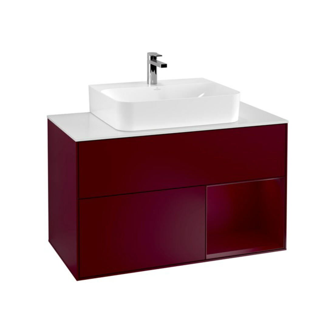 V&B Finion 100 Meuble sous-lavabo Éclairage mural Abd.-Pl. blanc avec Réglette Peo, Peo m