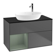 V&B Finion 100 Meuble sous lavabo Éclairage mural, Anthracite, Lacqué, Régulateur Oli. m