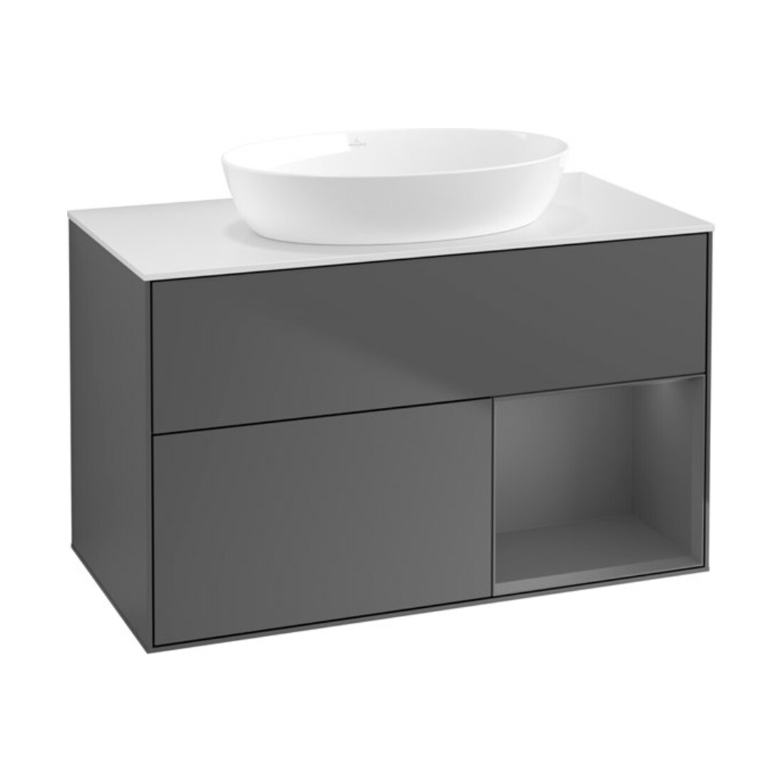 V&B Finion 100 Meuble sous lavabo Éclairage mural Anthracite m