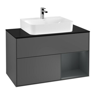 V&B Finion 100 Meuble sous lavabo Éclairage mural, Anthracite mat