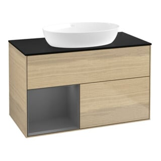 V&B Finion 100 Meuble sous-lavabo Éclairage mural Anthracite mat avec laque, Oa ven