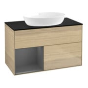 V&B Finion 100 Meuble sous-lavabo Éclairage mural Anthracite mat avec laque, Oa ven