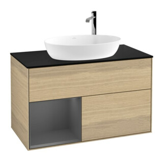 V&B Finion 100 Meuble sous lavabo Éclairage mural Anthracite mat avec laque, Oa ven