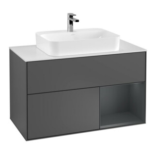 V&B Finion 100 Meuble sous lavabo Éclairage mural, Anthracite mat, Lacqué