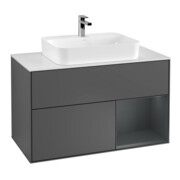 V&B Finion 100 Meuble sous lavabo Éclairage mural, Anthracite mat, Lacqué