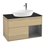 V&B Finion 100 Meuble sous lavabo Éclairage mural Anthracite mat laqué, Oa ven