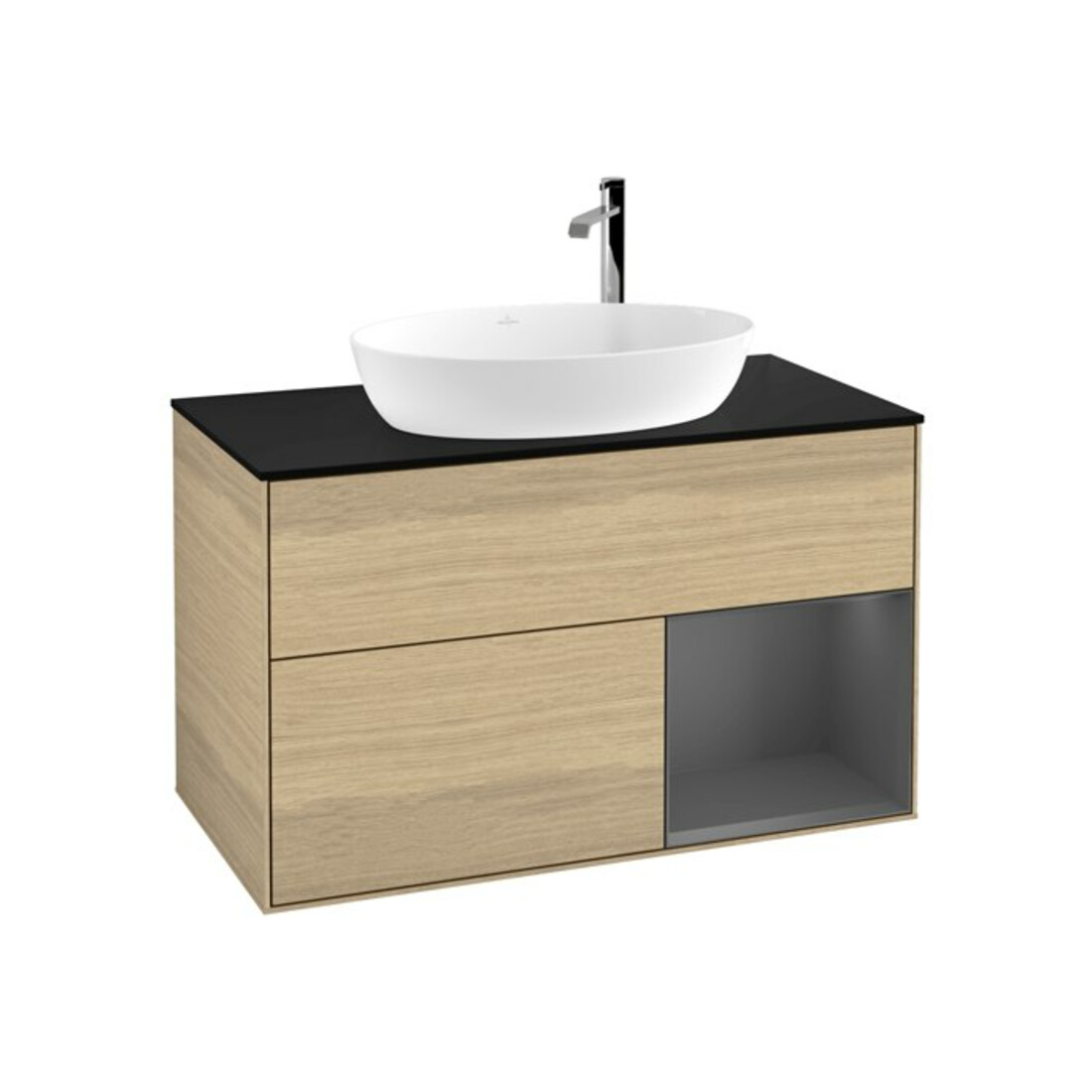 V&B Finion 100 Meuble sous lavabo Éclairage mural Anthracite mat laqué, Oa ven