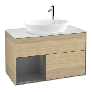 V&B Finion 100 Meuble sous lavabo Éclairage mural Anthracite mat laqué, Oa ven