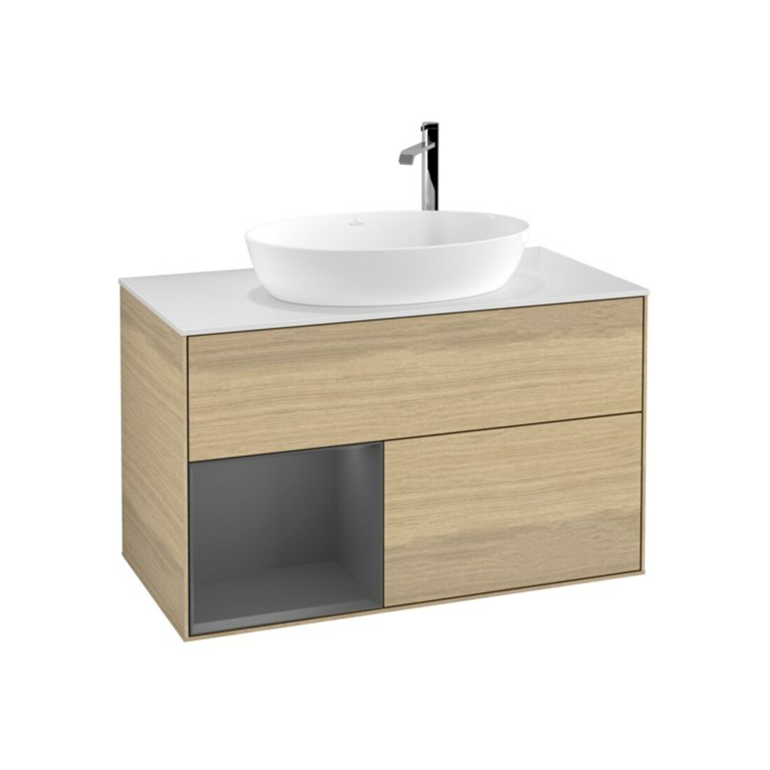 V&B Finion 100 Meuble sous lavabo Éclairage mural Anthracite mat laqué, Oa ven