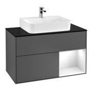 V&B Finion 100 Meuble sous lavabo, éclairage mural, blanc, anthracite