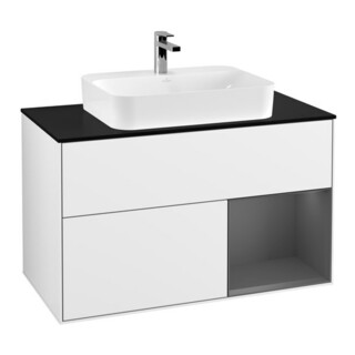 V&B Finion 100 Meuble sous lavabo Éclairage mural blanc brillant