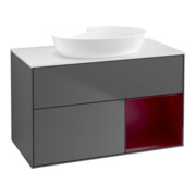V&B Finion 100 Meuble sous lavabo, éclairage mural, blanc brillant, anthracite mat