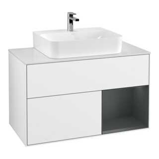V&B Finion 100 Meuble sous lavabo Éclairage mural Blanc brillant Laqué