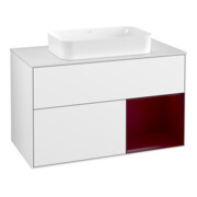 V&B Finion 100 Meuble sous lavabo, éclairage mural, blanc brillant, réglette droite Peo, laque blanc brillant