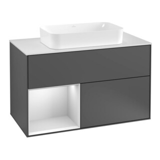 V&B Finion 100 Meuble sous lavabo Éclairage mural Blanc mat, Anthracite m Lac