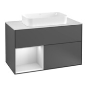 V&B Finion 100 Meuble sous lavabo Éclairage mural Blanc mat, Anthracite m Lac